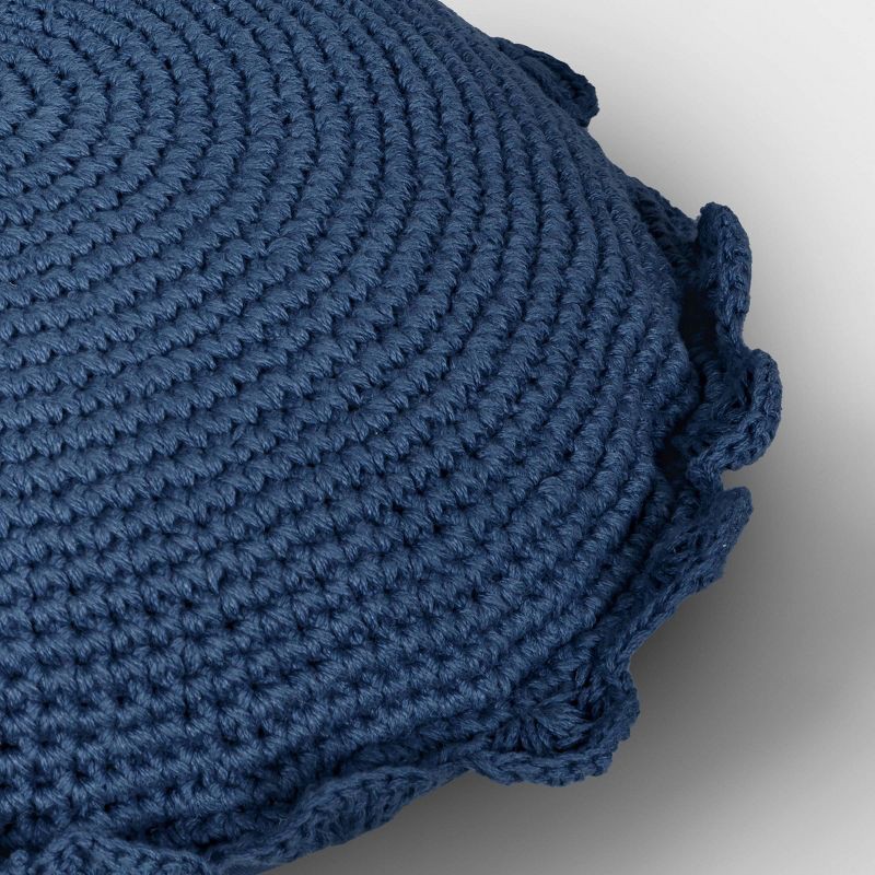 slide 4 of 4, Round Crochet Polyester Throw Pillow with Scalloped Trim - Threshold™, 1 ct