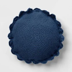 Round Crochet Polyester Throw Pillow with Scalloped Trim - Threshold™