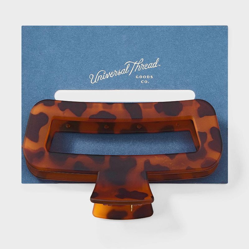 slide 2 of 3, Open Rectangle Jumbo Claw Hair Clip - Universal Thread™ Brown: Tortoise Print, Fashion Accessory, 1 ct