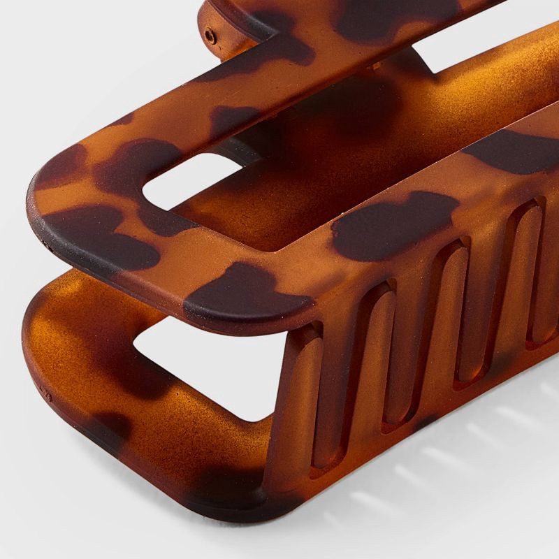 slide 3 of 3, Open Rectangle Jumbo Claw Hair Clip - Universal Thread™ Brown: Tortoise Print, Fashion Accessory, 1 ct