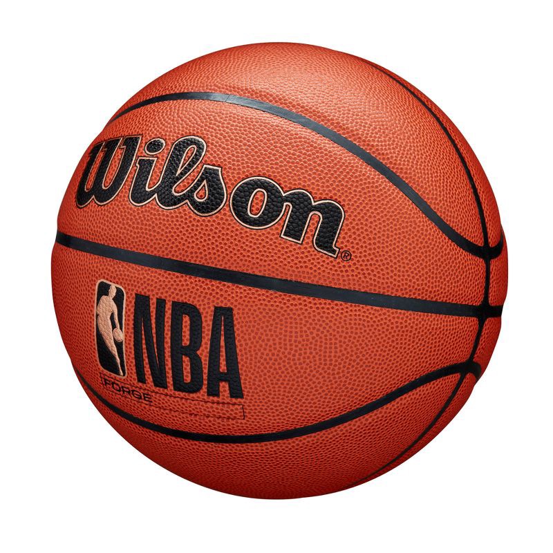 slide 3 of 7, Wilson NBA Forge S6 Basketball - Brown: Size 6, Indoor Outdoor Use, 1 ct