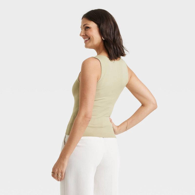slide 2 of 4, Women's Slim Fit Seamless Tank Top - A New Day™ Light Green M: Nylon-Spandex Blend, Lightweight Jersey, Scoopneck, Below Waist, 1 ct