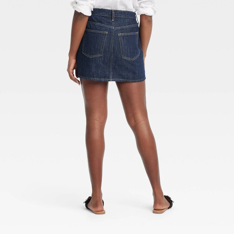 slide 2 of 3, Women's Mid-Rise Denim Mini Skirt - Universal Thread™ Dark Wash 2: Heavyweight Cotton Blend, Back Pocket, Belt Loops, 1 ct