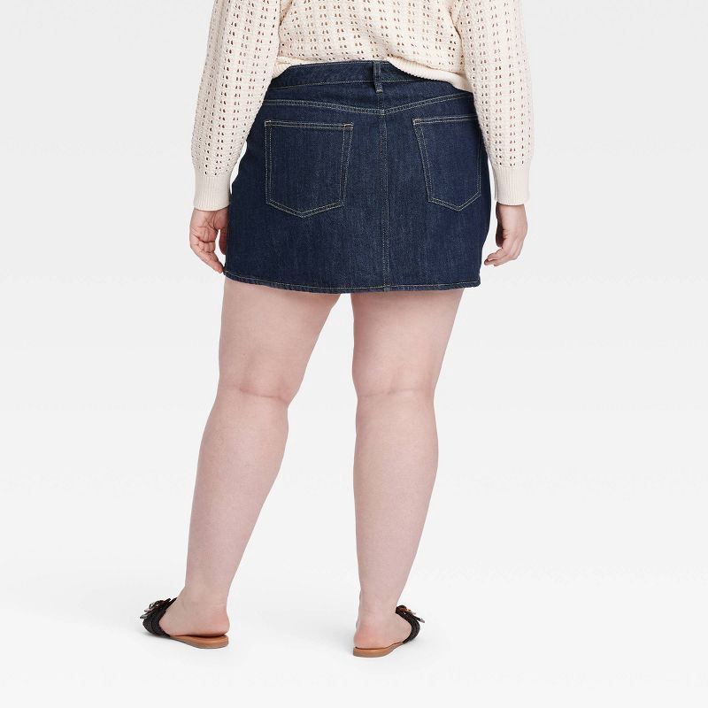 slide 2 of 3, Women's Mid-Rise Denim Mini Skirt - Universal Thread™ Dark Wash 17: Heavyweight Cotton, Recycled Material, 1 ct