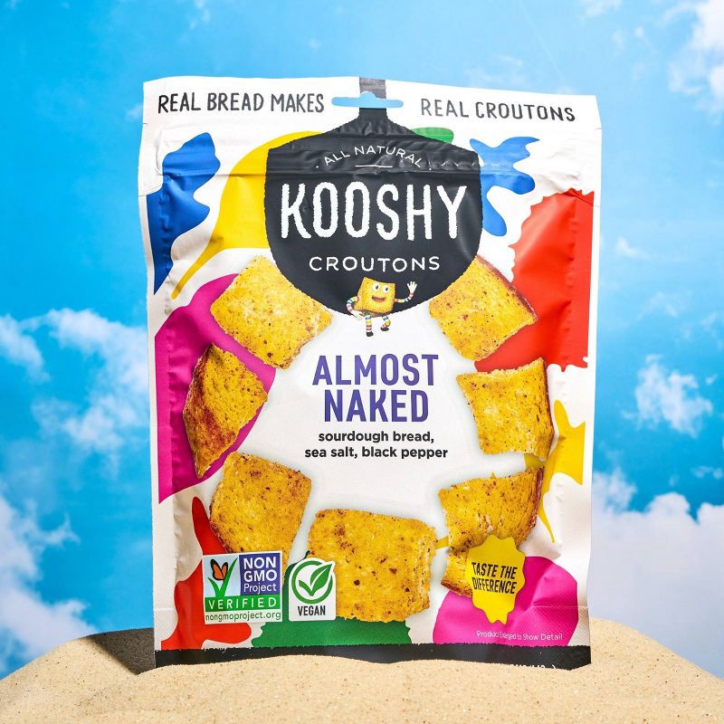 slide 4 of 5, Kooshy Almost Naked Sea Salt and Black Pepper Sourdough Croutons - 5oz, 5 oz