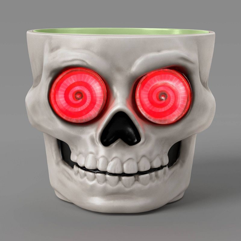 slide 1 of 3, 8" Light and Sound Candy Bowl Skull Halloween Decorative Prop White - Hyde and EEK! Boutique™, 8 in
