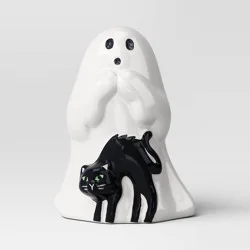 Ghost with Cat Ceramic Character Decorative Sculpture - Hyde and EEK! Boutique™ Off-White
