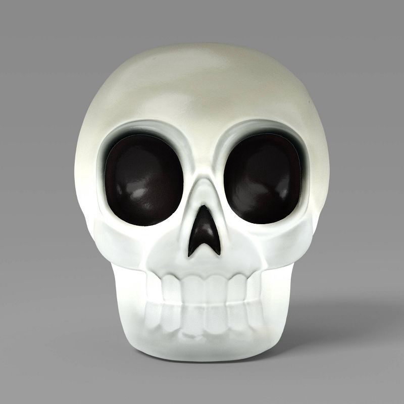 slide 1 of 3, 6.5" Lit Skull Halloween Decorative Prop White - Hyde and EEK! Boutique™, 6.5 in