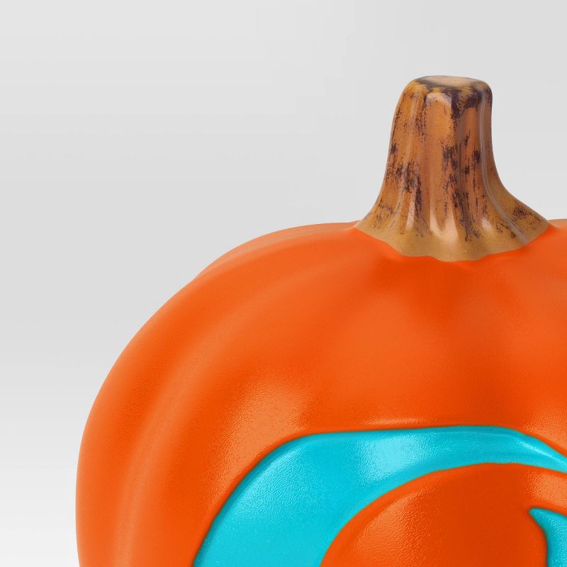 slide 3 of 3, 9" Lit Pumpkin with Moon and Bats Halloween Decorative Prop - Hyde and EEK! Boutique™, 1 ct