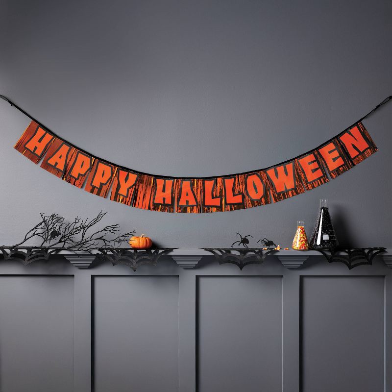 slide 2 of 3, 6' Happy Halloween with Tinsel Party Word Banner - Hyde and EEK! Boutique™, 1 ct