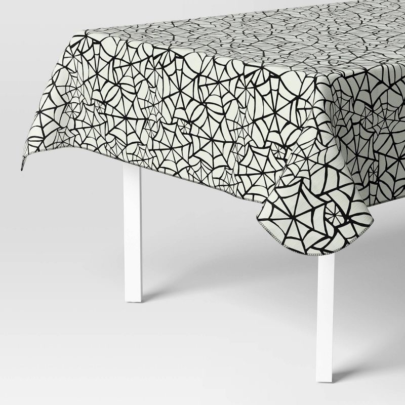 slide 1 of 3, 84"x60" Peva Web Tablecloth Off-White/Black - Hyde and EEK! Boutique™, 1 ct