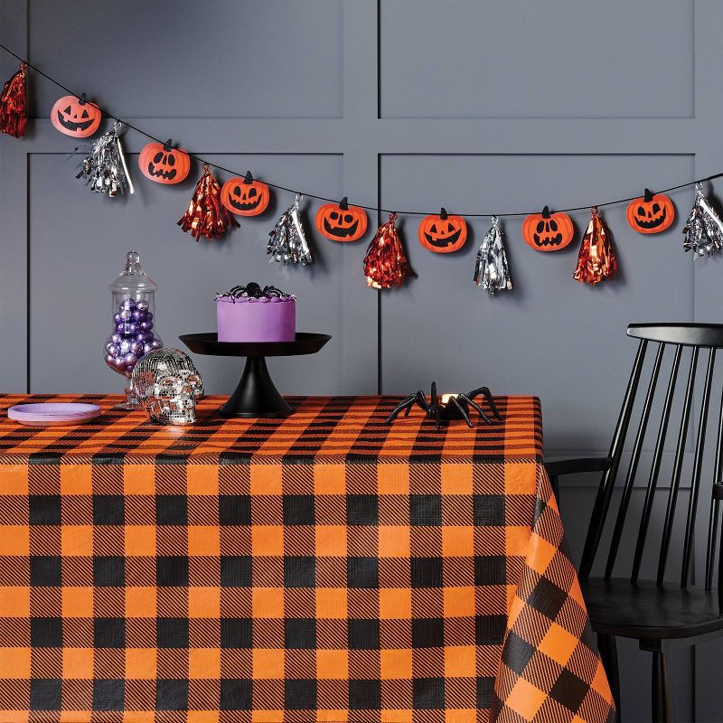 slide 2 of 3, 84"x60" Peva Gingham Tablecloth Orange/Black - Hyde and EEK! Boutique™, 1 ct