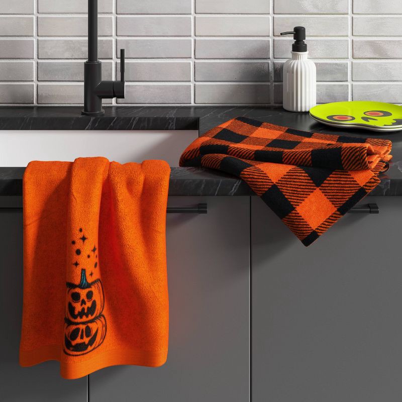 slide 2 of 3, 2pc Pumpkin Stack Kitchen Terry Towels - Hyde and EEK! Boutique™, 2 ct
