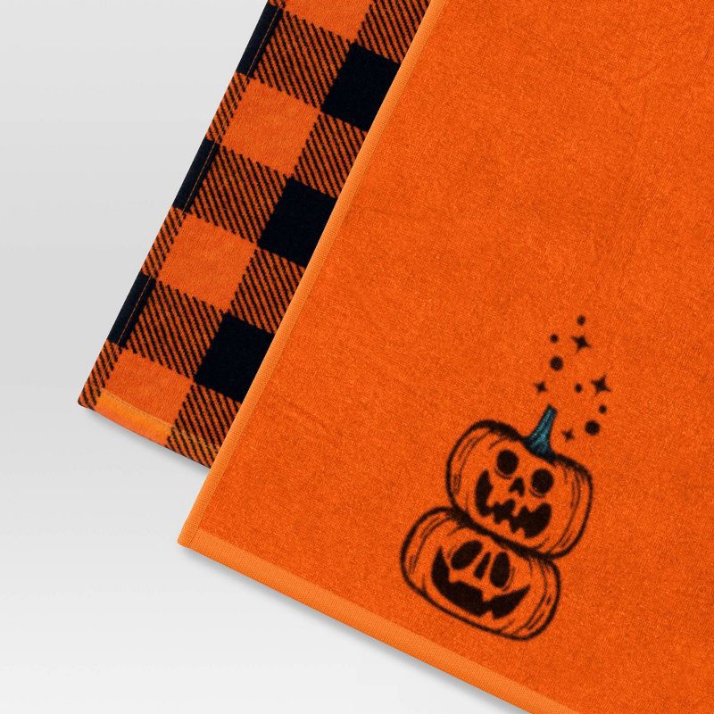 slide 3 of 3, 2pc Pumpkin Stack Kitchen Terry Towels - Hyde and EEK! Boutique™, 2 ct