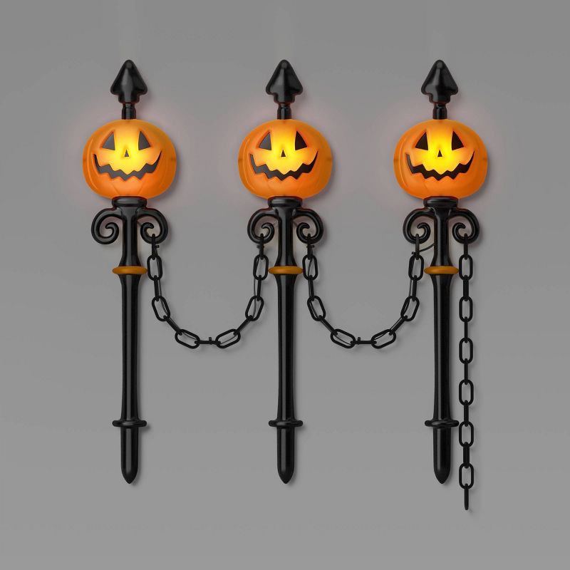 slide 1 of 4, 49" Jacks Lit Fence Stakes Halloween Decorative Prop - Hyde and EEK! Boutique™, 49 in