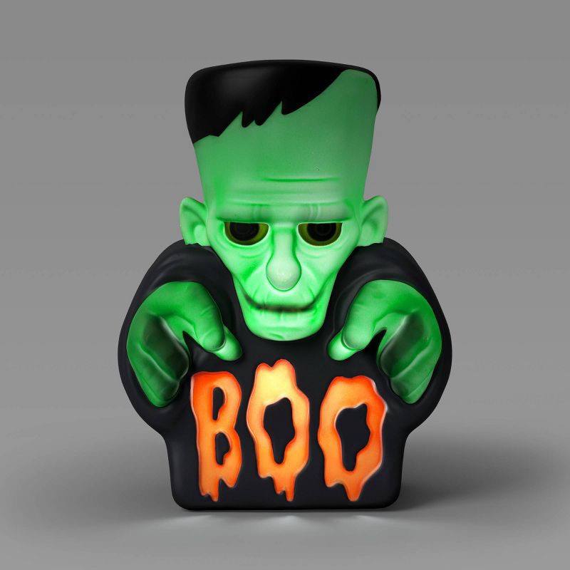 slide 1 of 3, 12" Lit Monster Boo Blow Mold Halloween Decorative Prop Green - Hyde and EEK! Boutique™, 1 ct