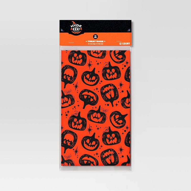 slide 1 of 3, 12ct Pumpkin Cello Bag Party Favors - Hyde and EEK! Boutique™, 12 ct