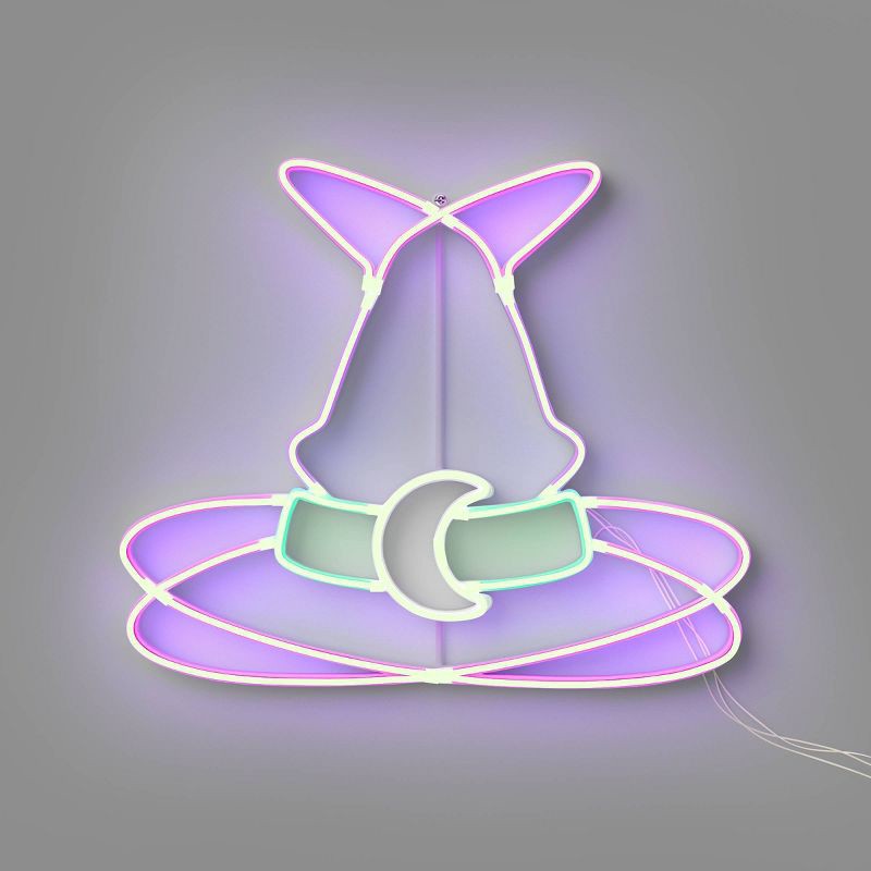 slide 1 of 4, Animated Novelty Faux Neon Witch Hat with Purple/White/Green LEDs - Hyde and EEK! Boutique™, 1 ct