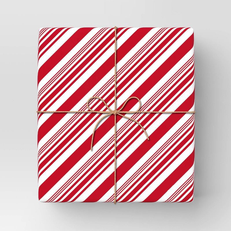 slide 2 of 3, 40" 61 sq ft Christmas Roll Wrap Red/White Diagonal Stripe - Wondershop™, 220 sq ft