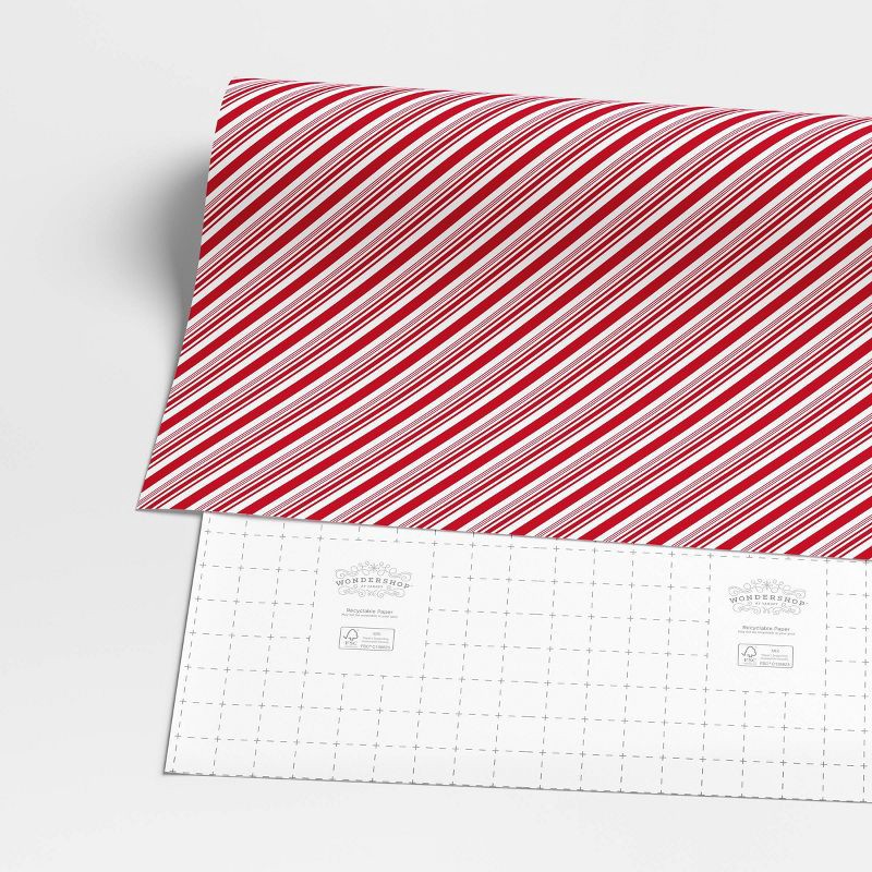 slide 3 of 3, 40" 61 sq ft Christmas Roll Wrap Red/White Diagonal Stripe - Wondershop™, 220 sq ft