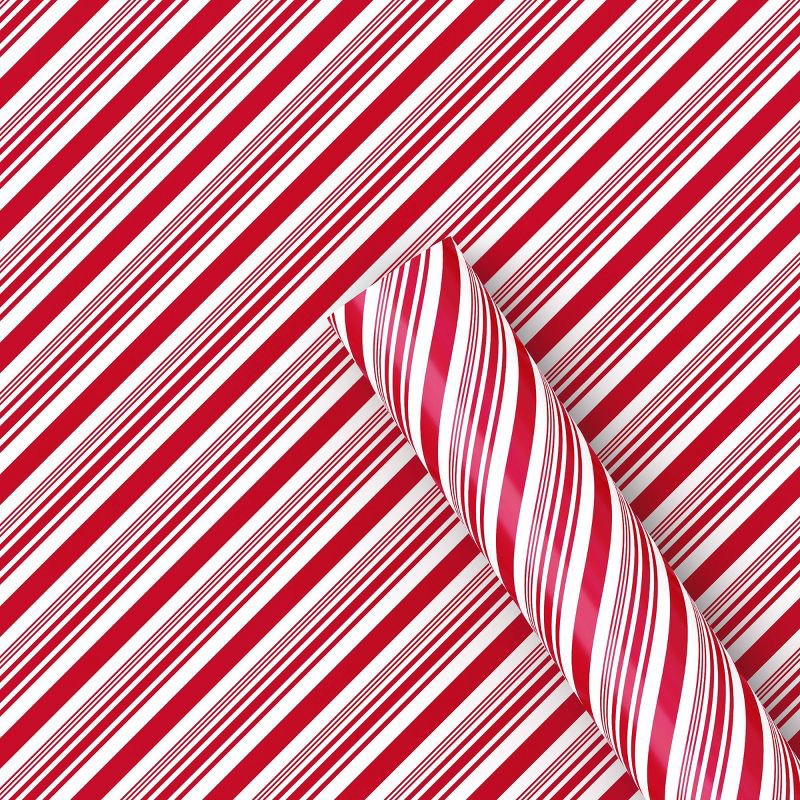 slide 1 of 3, 40" 61 sq ft Christmas Roll Wrap Red/White Diagonal Stripe - Wondershop™, 220 sq ft