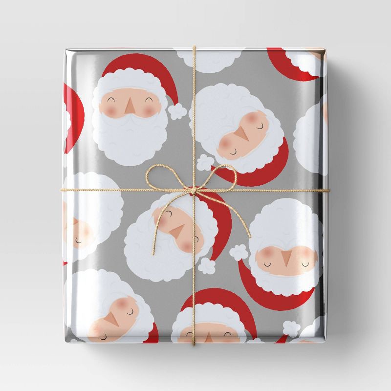 slide 2 of 3, 30" 25 sq ft Christmas Roll Wrap Santa on Silver - Wondershop™, 25 sq ft