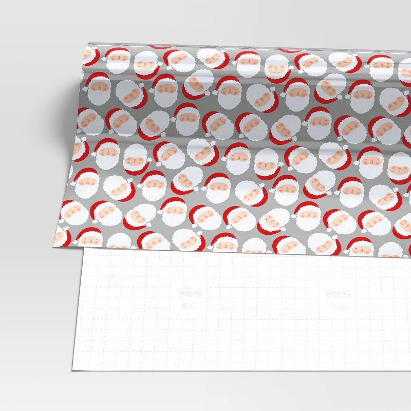 slide 3 of 3, 30" 25 sq ft Christmas Roll Wrap Santa on Silver - Wondershop™, 25 sq ft