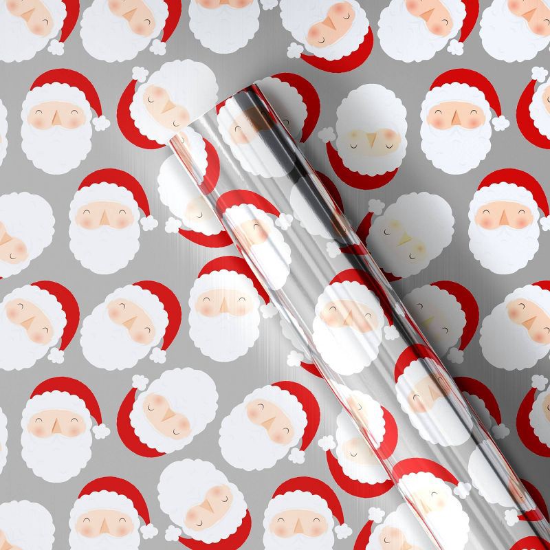 slide 1 of 3, 30" 25 sq ft Christmas Roll Wrap Santa on Silver - Wondershop™, 25 sq ft