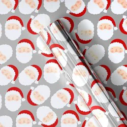30" 25 sq ft Christmas Roll Wrap Santa on Silver - Wondershop™