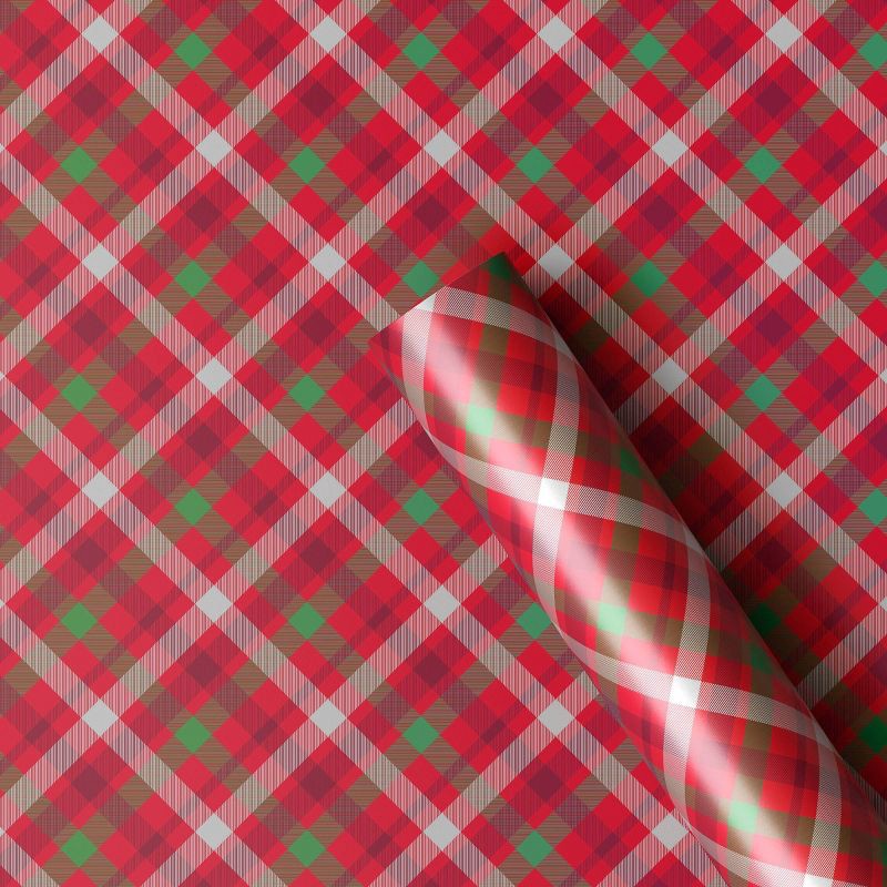 slide 1 of 3, 40" 220 sq ft Christmas Roll Wrap Red and Green Plaid - Wondershop™, 220 sq ft