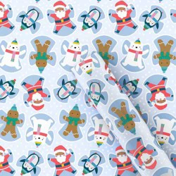 30" 50 sq ft Christmas Roll Wrap Character Snow Angels on Blue - Wondershop™