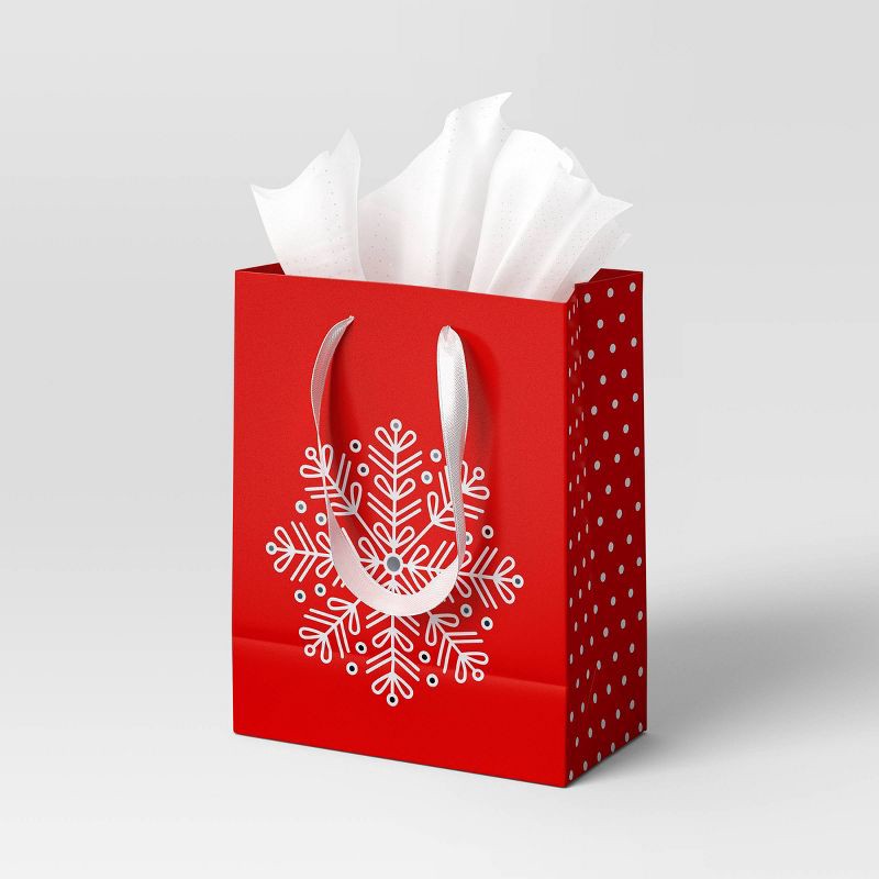 slide 2 of 3, Christmas Candy Cane Wishes Petite Snowflake on Red - Wondershop™, 1 ct