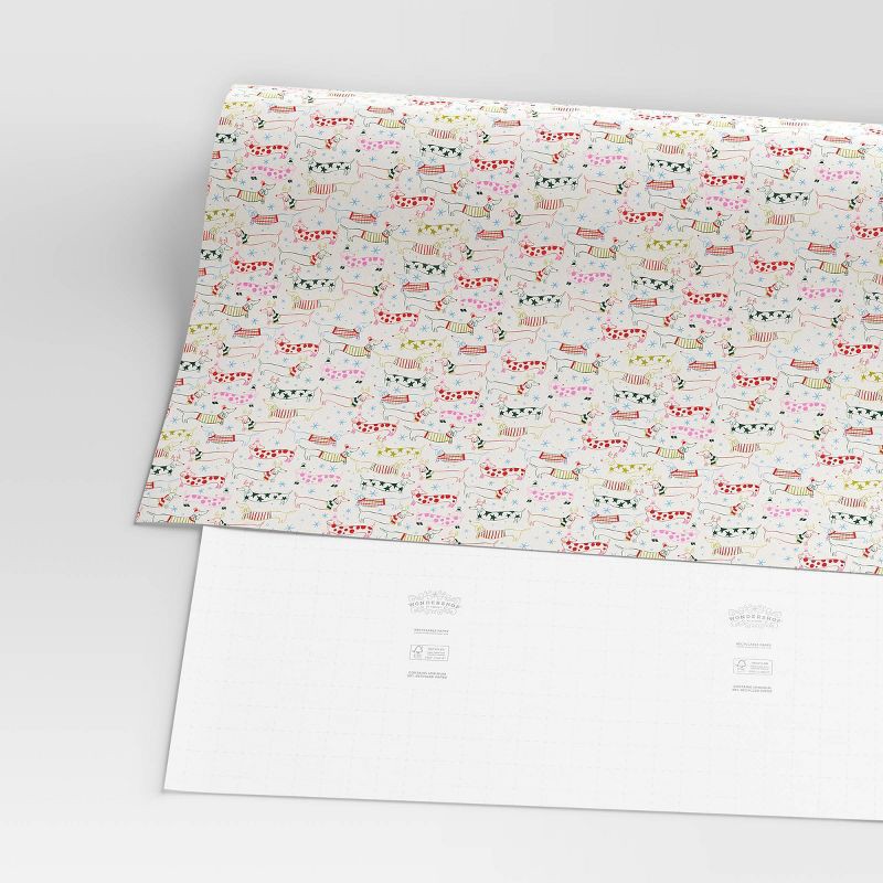 slide 3 of 3, 30" 20 sq ft Christmas Roll Wrap Dachshunds in Sweaters and Scarves - Wondershop™, 20 sq ft