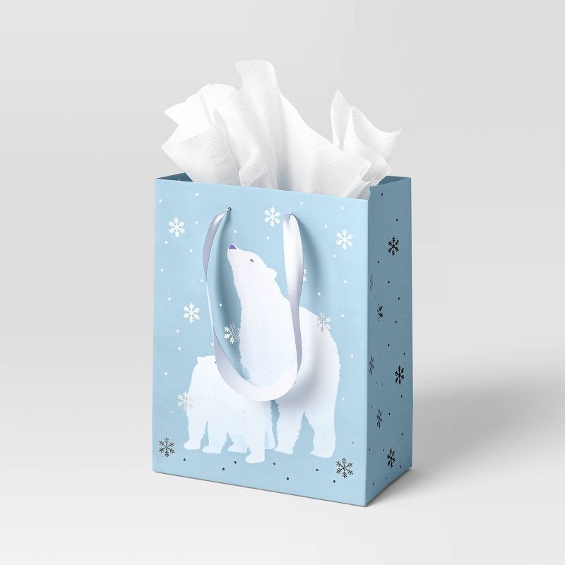 slide 2 of 3, Christmas Festive Frost Cub Polar Bear on Blue - Wondershop™, 1 ct