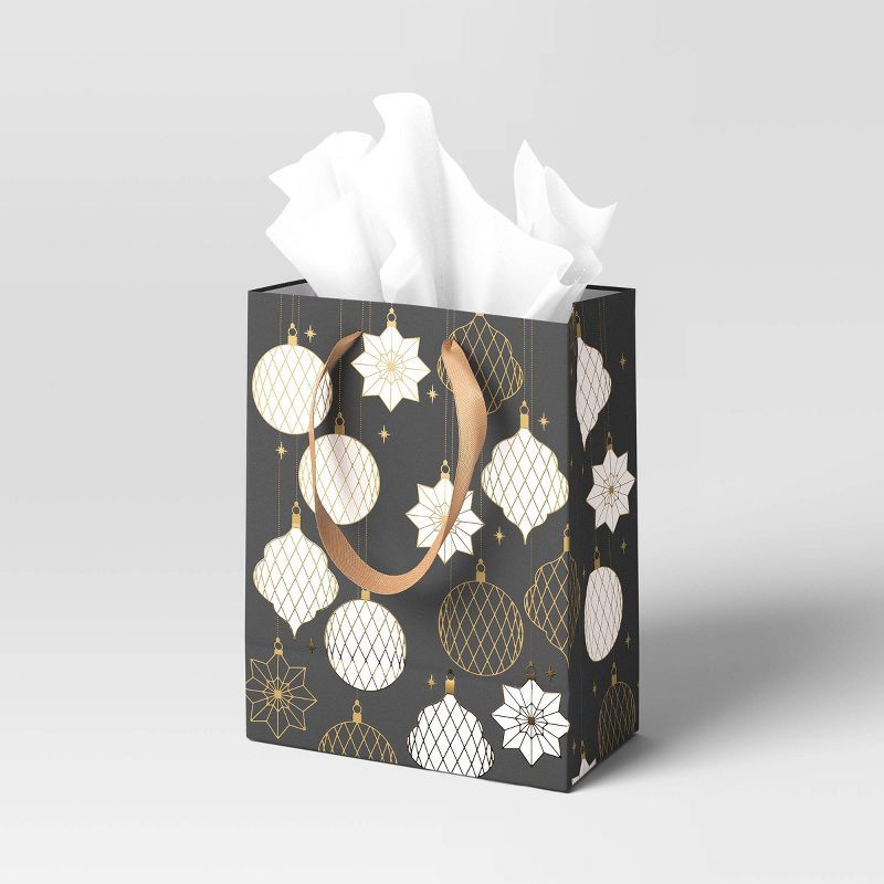 slide 2 of 3, Ornaments on Black Cub Christmas Gift Bag - Wondershop™, 1 ct