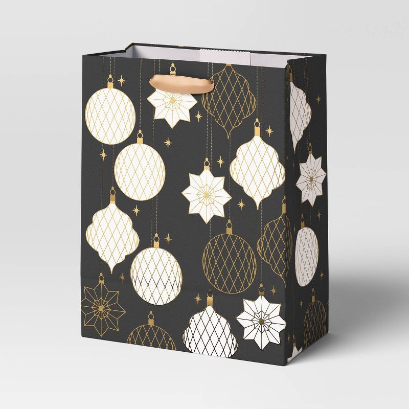 slide 1 of 3, Ornaments on Black Cub Christmas Gift Bag - Wondershop™, 1 ct