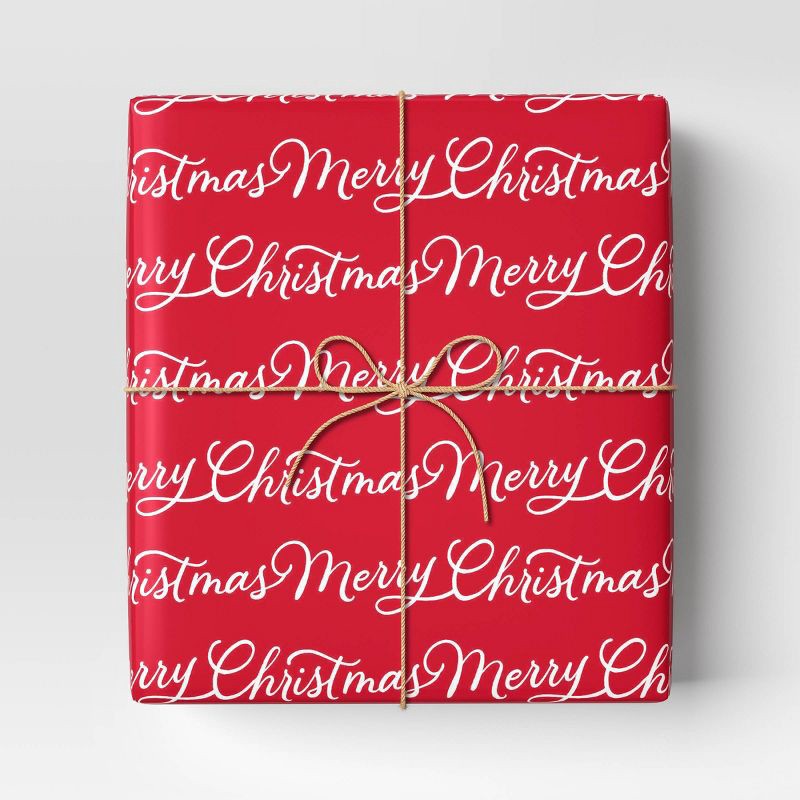 slide 2 of 3, 40" 220 sq ft Christmas Roll Wrap Merry Christmas on Red - Wondershop™, 220 sq ft