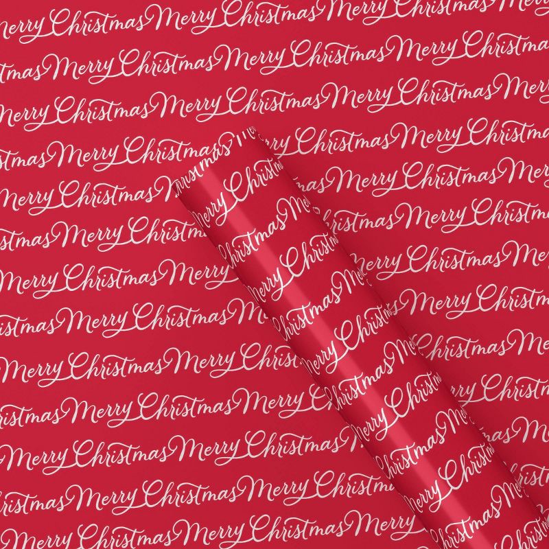 slide 1 of 3, 40" 220 sq ft Christmas Roll Wrap Merry Christmas on Red - Wondershop™, 220 sq ft