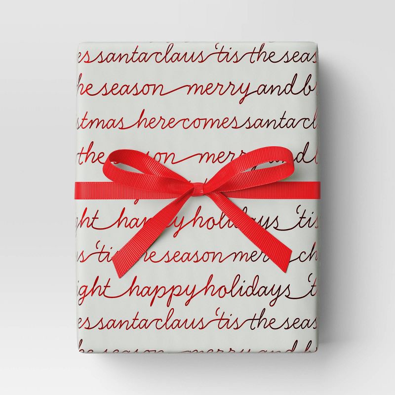 slide 2 of 3, 30" 20 sq ft Christmas Roll Wrap Holiday Sentiments on Gray - Wondershop™, 20 sq ft