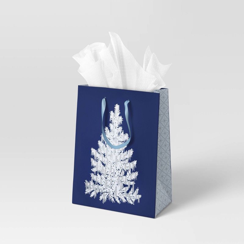 slide 2 of 3, Tinsel Tree on Blue XL Cub Christmas Gift Bag - Wondershop™, 1 ct