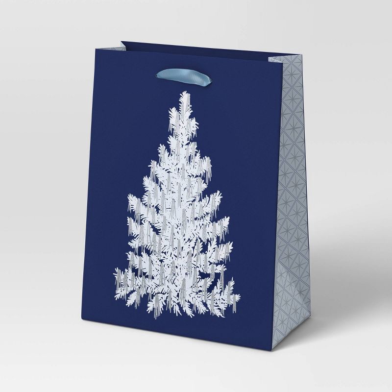 slide 1 of 3, Tinsel Tree on Blue XL Cub Christmas Gift Bag - Wondershop™, 1 ct