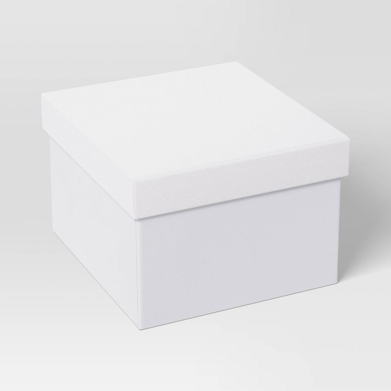 slide 1 of 3, Christmas Wrap Essentials Medium Square Box White Glitter - Wondershop™, 1 ct