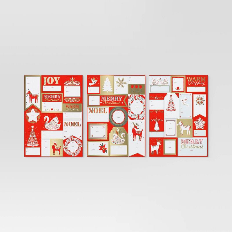 slide 3 of 3, 70ct Cozy Christmas Peal and Stick Gift Tags - Wondershop™, 70 ct