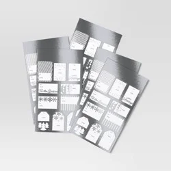 50ct Christmas Peel and Stick Gift Tags Silver/White - Wondershop™