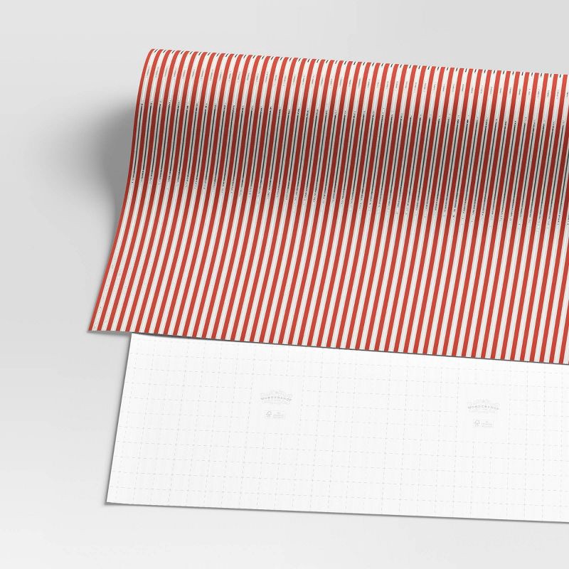 slide 3 of 3, 30" 20 sq ft Christmas Roll Wrap Red/White/Silver Stripes - Wondershop™, 20 sq ft