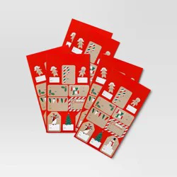 50ct Christmas Peel and Stick Gift Tags Red Kraft - Wondershop™