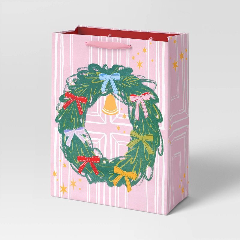 slide 1 of 3, Christmas Humble Cheer XL Cub Wreath on Pink Door - Wondershop™, 1 ct