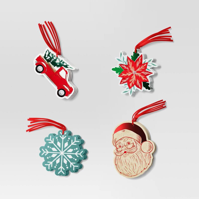 slide 3 of 3, 16ct Christmas Tie-On Gift Tags Truck/Snowflake/Poinsettia/Santa - Wondershop™, 16 ct