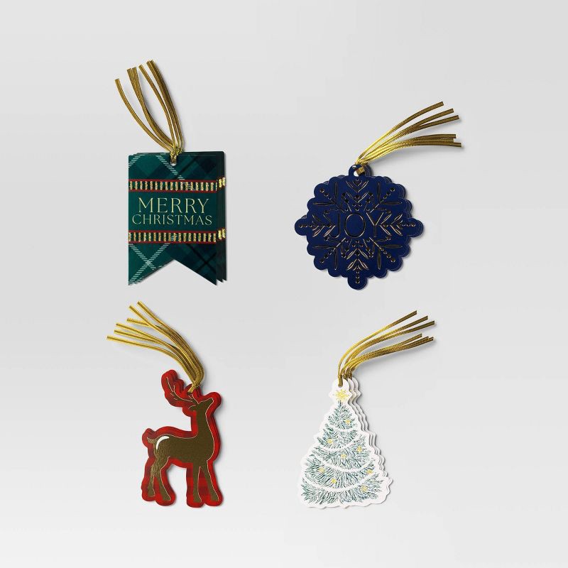 slide 3 of 3, 16ct Christmas Tie-On Gift Tags Reindeer/Tree/Snow Flake/Merry - Wondershop™, 16 ct