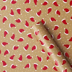 40" 220 sq ft Christmas Roll Wrap Santa Hats on Kraft - Wondershop™